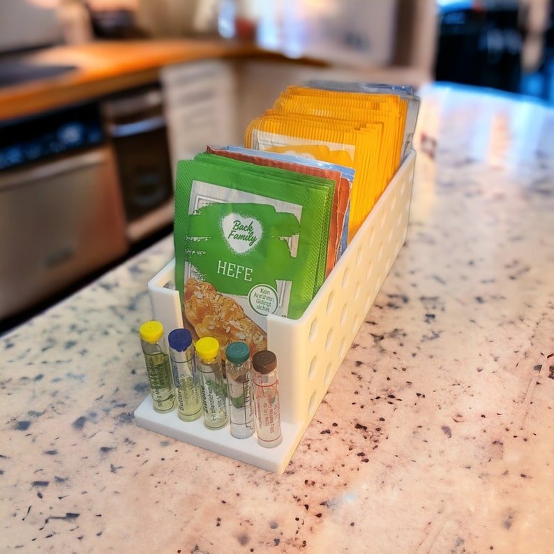 Aufbewahrungsboxen für Vanillezucker, Puddingpulver, Backpulver, Backzutaten, Sahnesteif, Trockenhefe, Kräuter, Backaromen