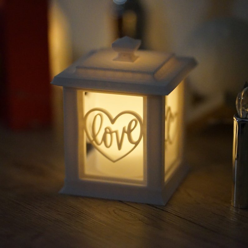 Valentinstags Lampe Nachtlicht Laterne LED Teelichthalter Love Kuss Paar