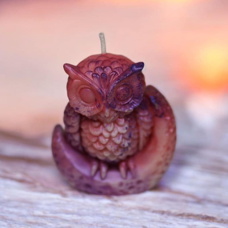 Eulen Kerze Weihnachten Geschenk Handgemacht Teelicht Herbst Dekoration – Bild 3