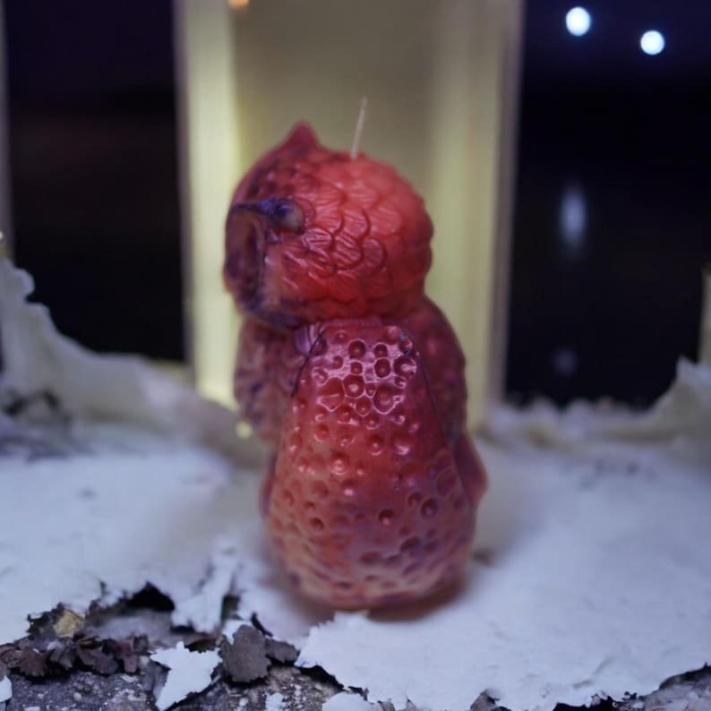 Eulen Kerze Weihnachten Geschenk Handgemacht Teelicht Herbst Dekoration – Bild 2