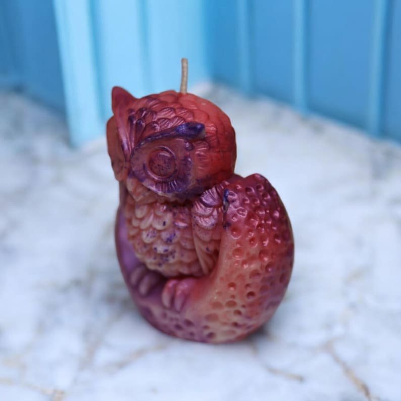 Eulen Kerze Weihnachten Geschenk Handgemacht Teelicht Herbst Dekoration – Bild 5