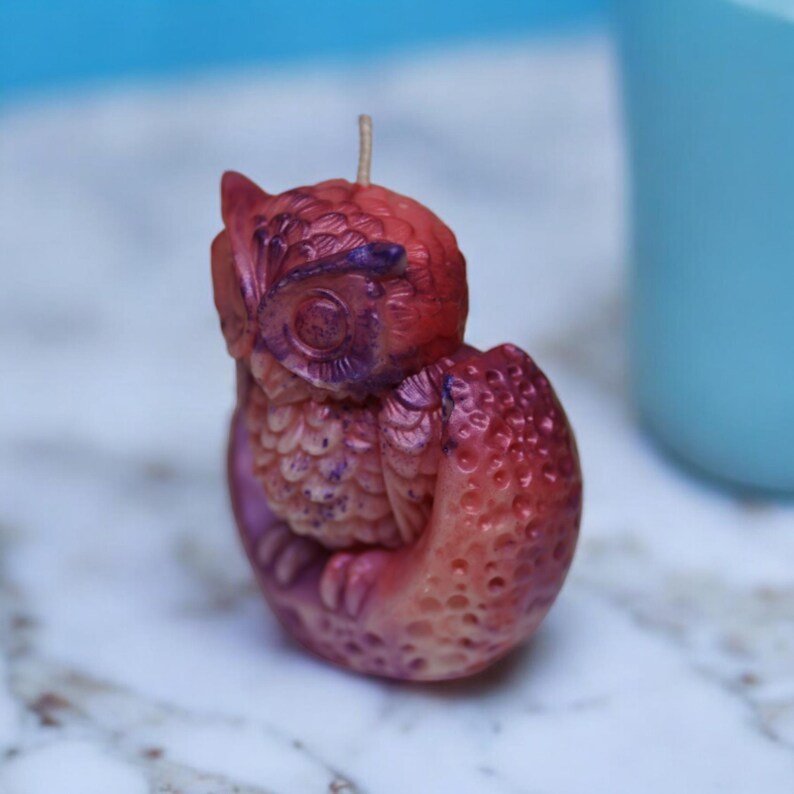 Eulen Kerze Weihnachten Geschenk Handgemacht Teelicht Herbst Dekoration – Bild 4