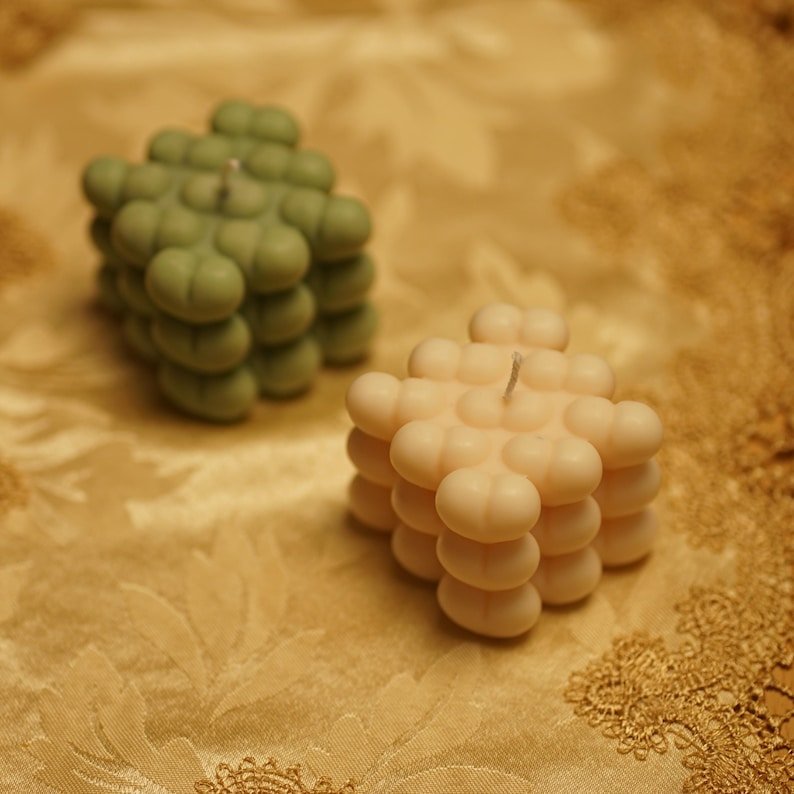 Bubble Herz Kerze Blockkerze Geschenk Handgemacht Farben und Düfte auch Ohne Duft