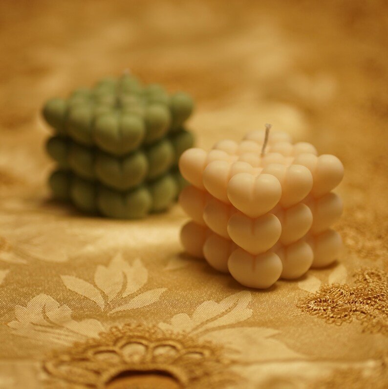 Bubble Herz Kerze Blockkerze Geschenk Handgemacht Farben und Düfte auch Ohne Duft – Bild 2