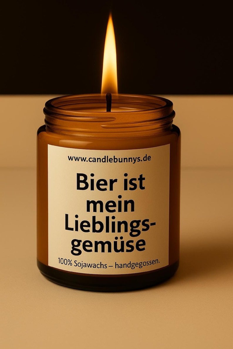 Kerze mit Spruch Bier ist mein Lieblingsgemüse